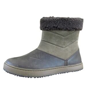 L.L. Bean Women's 8 Brown Leather Ankle Boots Faux Fur Cuff Zipper Winter